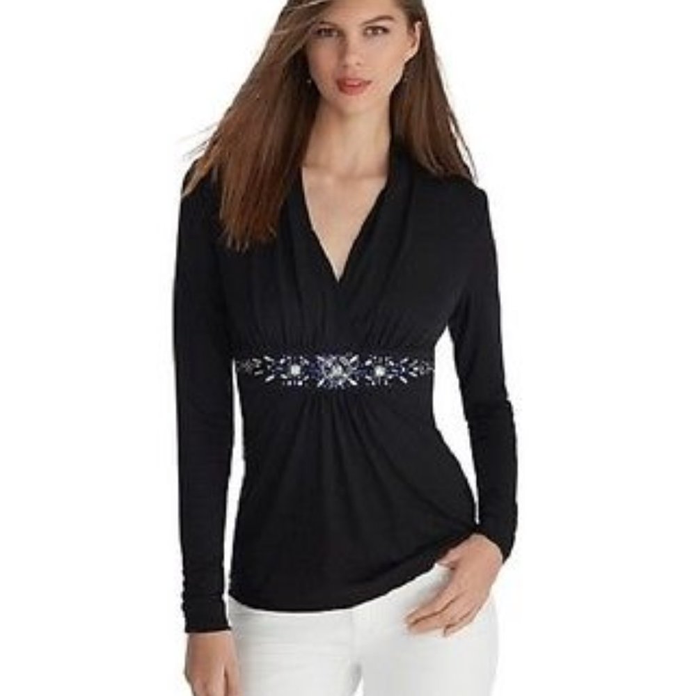 White House Black Market Embellished Waist Top S